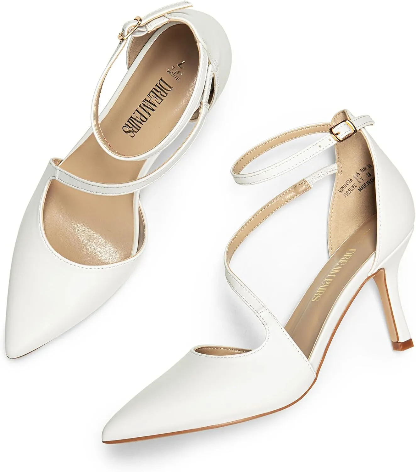 DREAM PAIRS Women's High Heels Strappy Pumps Closed Pointed Toe Stiletto Ankle Strap Party Dress Shoes
