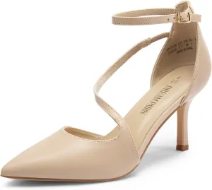 DREAM PAIRS Women's High Heels Strappy Pumps Closed Pointed Toe Stiletto Ankle Strap Party Dress Shoes