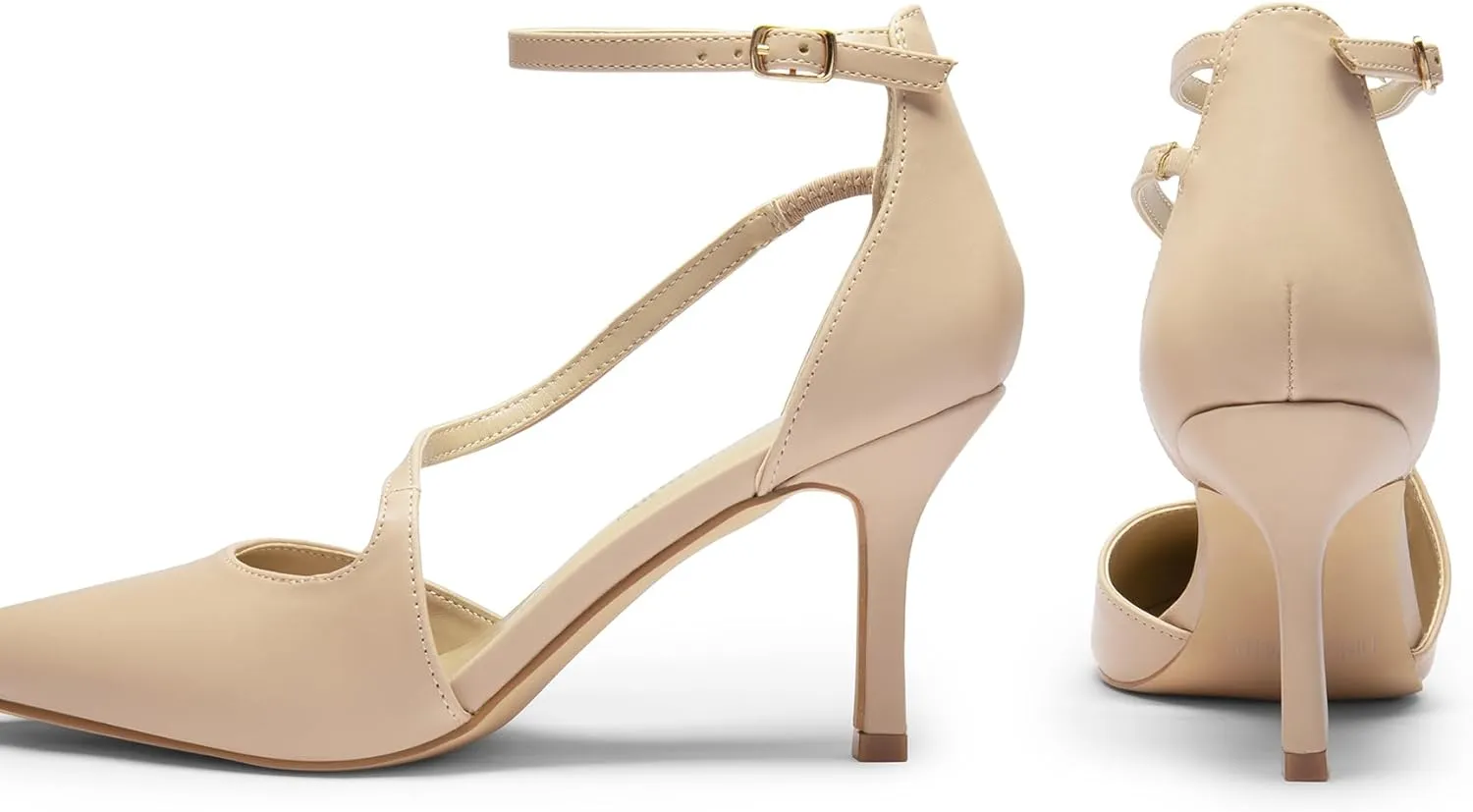 DREAM PAIRS Women's High Heels Strappy Pumps Closed Pointed Toe Stiletto Ankle Strap Party Dress Shoes