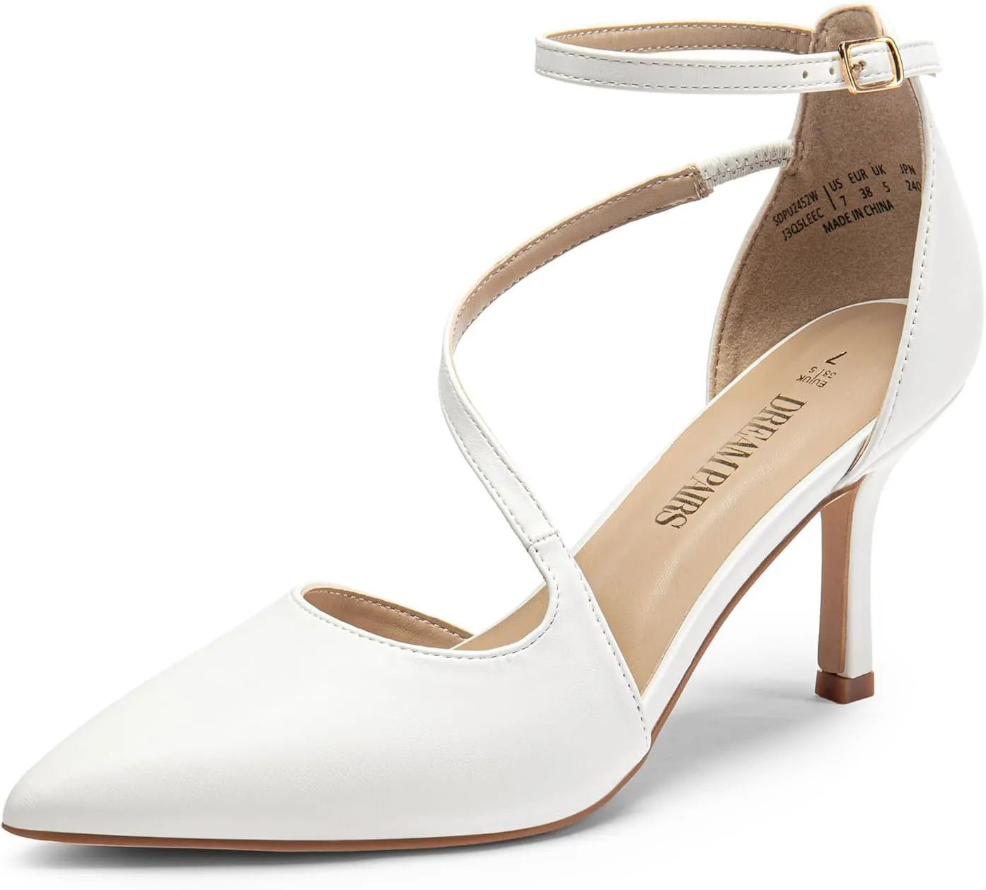 DREAM PAIRS Women's High Heels Strappy Pumps Closed Pointed Toe Stiletto Ankle Strap Party Dress Shoes