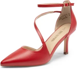 DREAM PAIRS Women's High Heels Strappy Pumps Closed Pointed Toe Stiletto Ankle Strap Party Dress Shoes