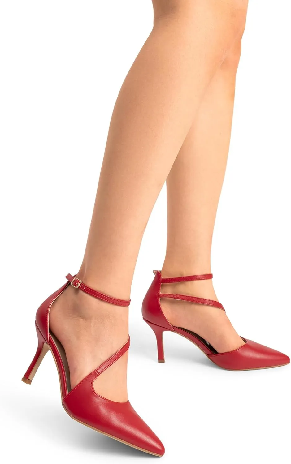 DREAM PAIRS Women's High Heels Strappy Pumps Closed Pointed Toe Stiletto Ankle Strap Party Dress Shoes