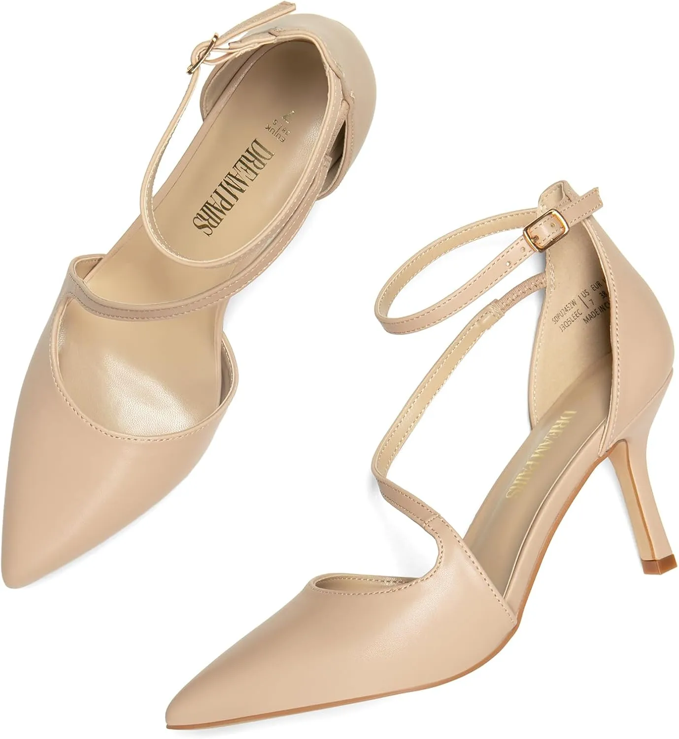 DREAM PAIRS Women's High Heels Strappy Pumps Closed Pointed Toe Stiletto Ankle Strap Party Dress Shoes