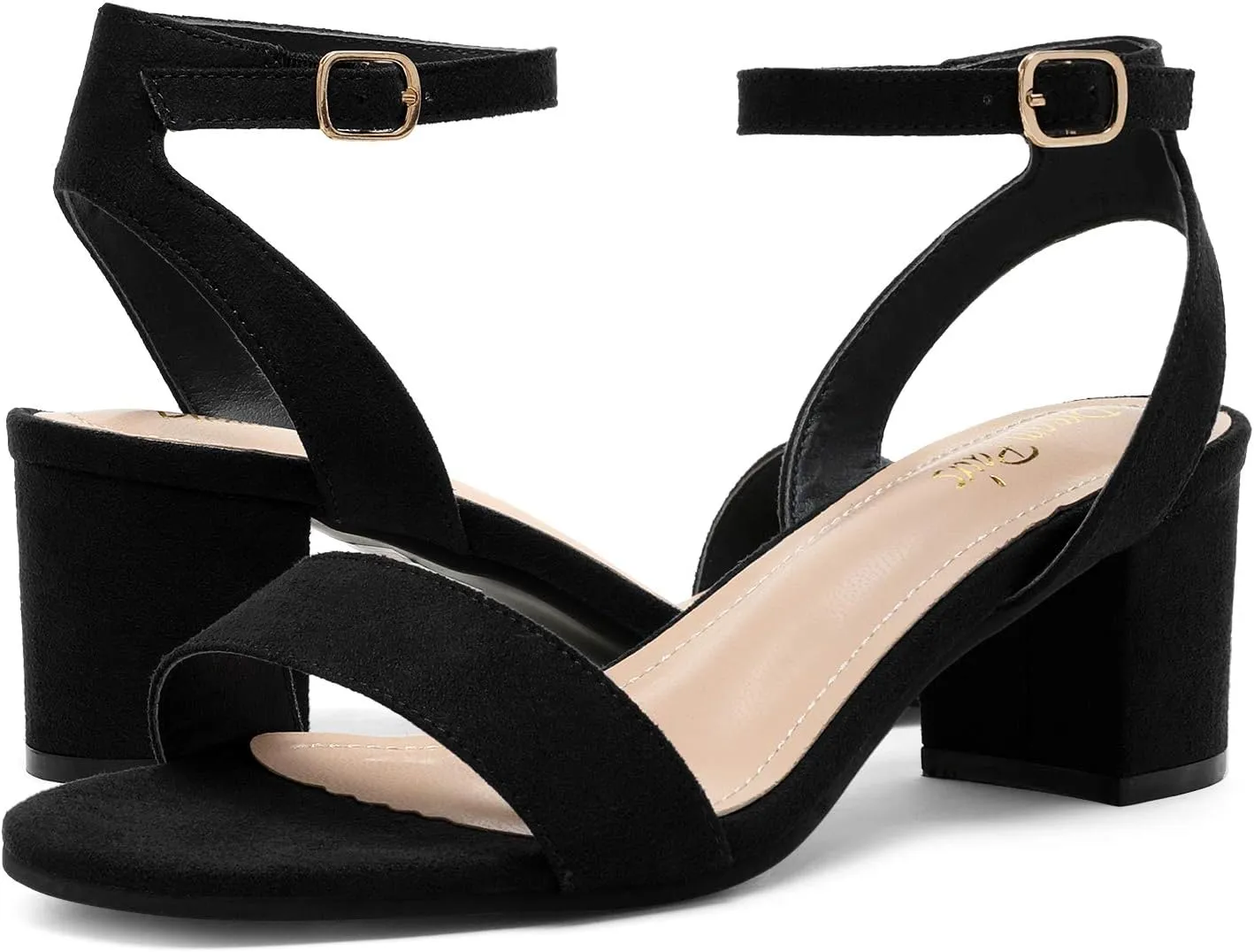 DREAM PAIRS Women's Open Toe Ankle Strap Low Block Chunky Heels Sandals Party Dress Pumps Shoes