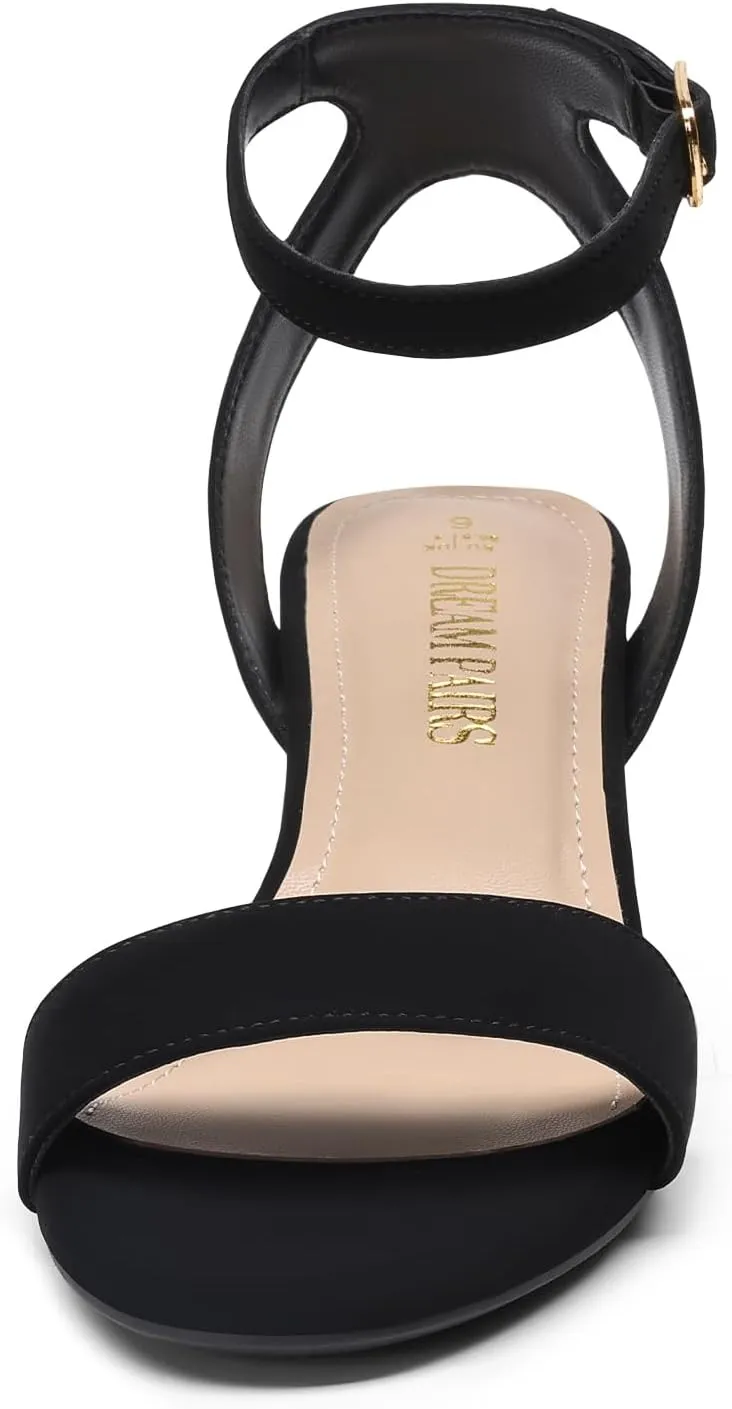 DREAM PAIRS Women's Open Toe Ankle Strap Low Block Chunky Heels Sandals Party Dress Pumps Shoes
