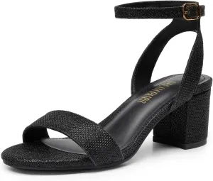 DREAM PAIRS Women's Open Toe Ankle Strap Low Block Chunky Heels Sandals Party Dress Pumps Shoes
