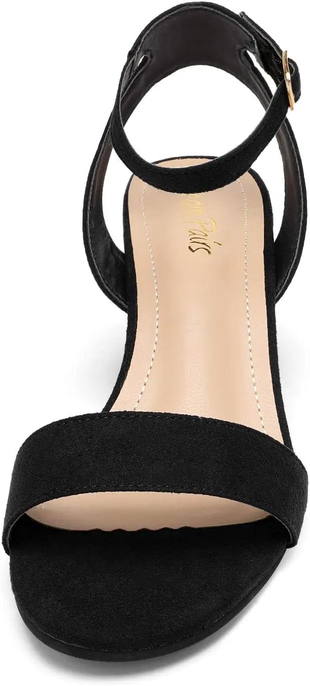 DREAM PAIRS Women's Open Toe Ankle Strap Low Block Chunky Heels Sandals Party Dress Pumps Shoes