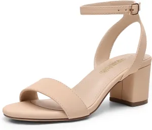 DREAM PAIRS Women's Open Toe Ankle Strap Low Block Chunky Heels Sandals Party Dress Pumps Shoes