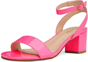 DREAM PAIRS Women's Open Toe Ankle Strap Low Block Chunky Heels Sandals Party Dress Pumps Shoes
