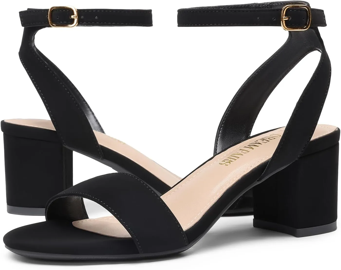 DREAM PAIRS Women's Open Toe Ankle Strap Low Block Chunky Heels Sandals Party Dress Pumps Shoes
