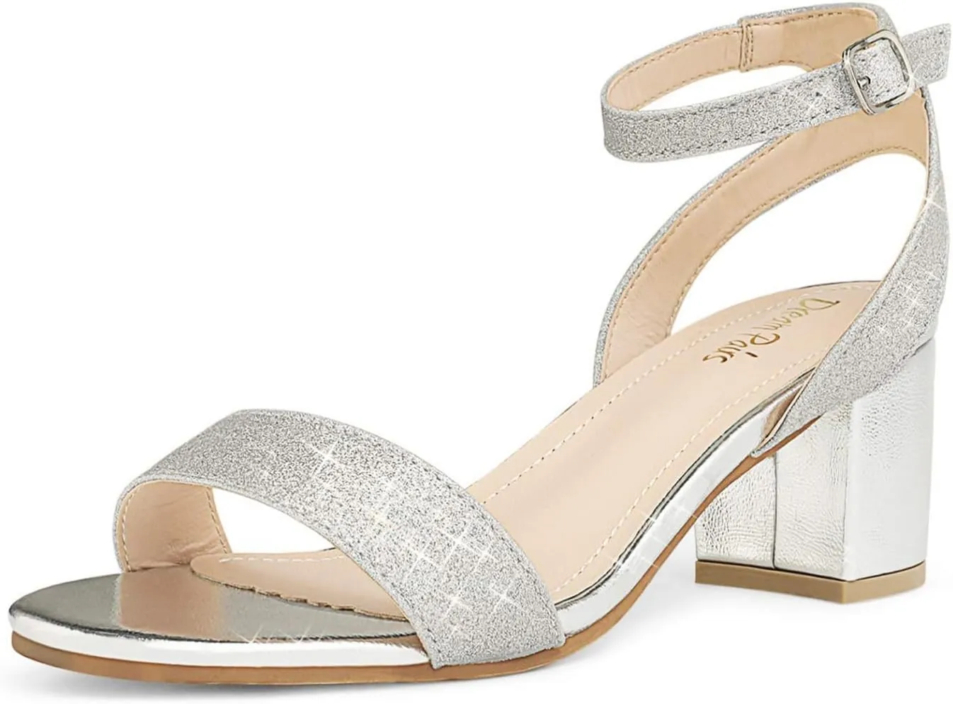 DREAM PAIRS Women's Open Toe Ankle Strap Low Block Chunky Heels Sandals Party Dress Pumps Shoes