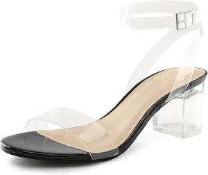 DREAM PAIRS Women's Open Toe Ankle Strap Low Block Chunky Heels Sandals Party Dress Pumps Shoes