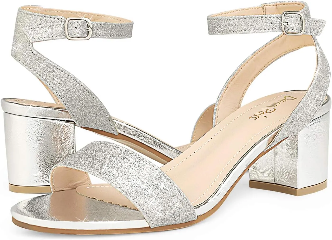 DREAM PAIRS Women's Open Toe Ankle Strap Low Block Chunky Heels Sandals Party Dress Pumps Shoes