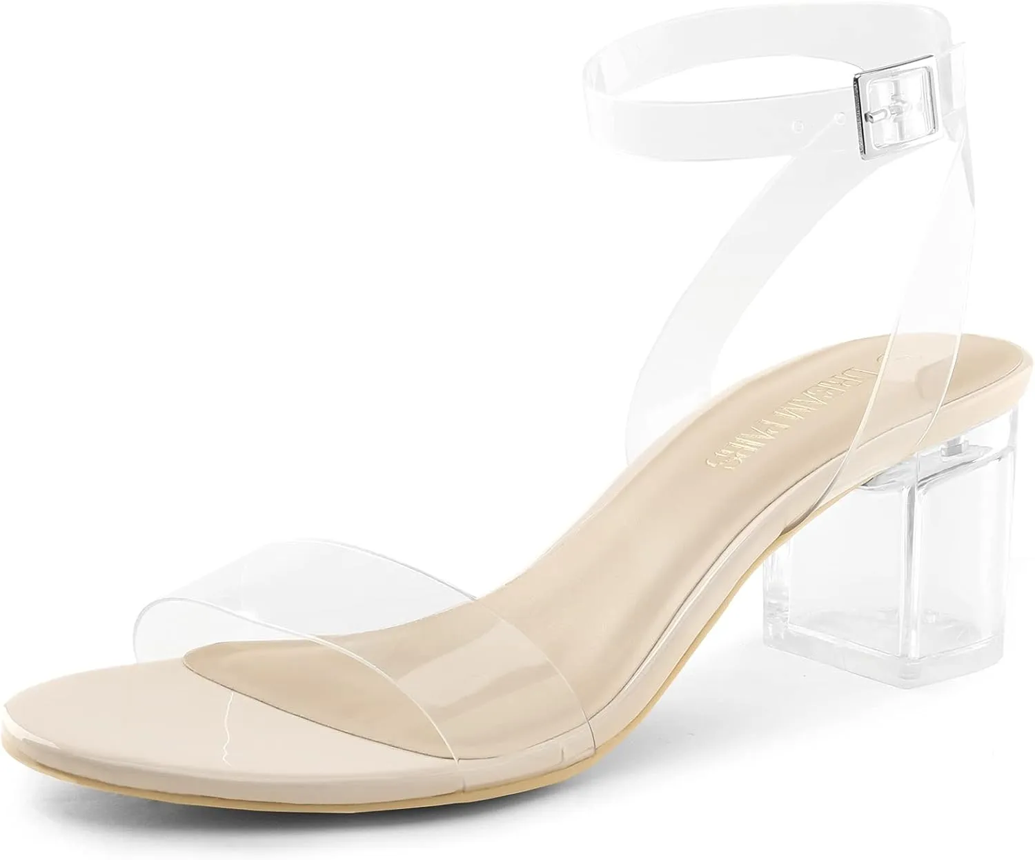 DREAM PAIRS Women's Open Toe Ankle Strap Low Block Chunky Heels Sandals Party Dress Pumps Shoes