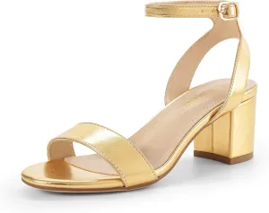 DREAM PAIRS Women's Open Toe Ankle Strap Low Block Chunky Heels Sandals Party Dress Pumps Shoes