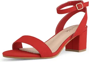 DREAM PAIRS Women's Open Toe Ankle Strap Low Block Chunky Heels Sandals Party Dress Pumps Shoes
