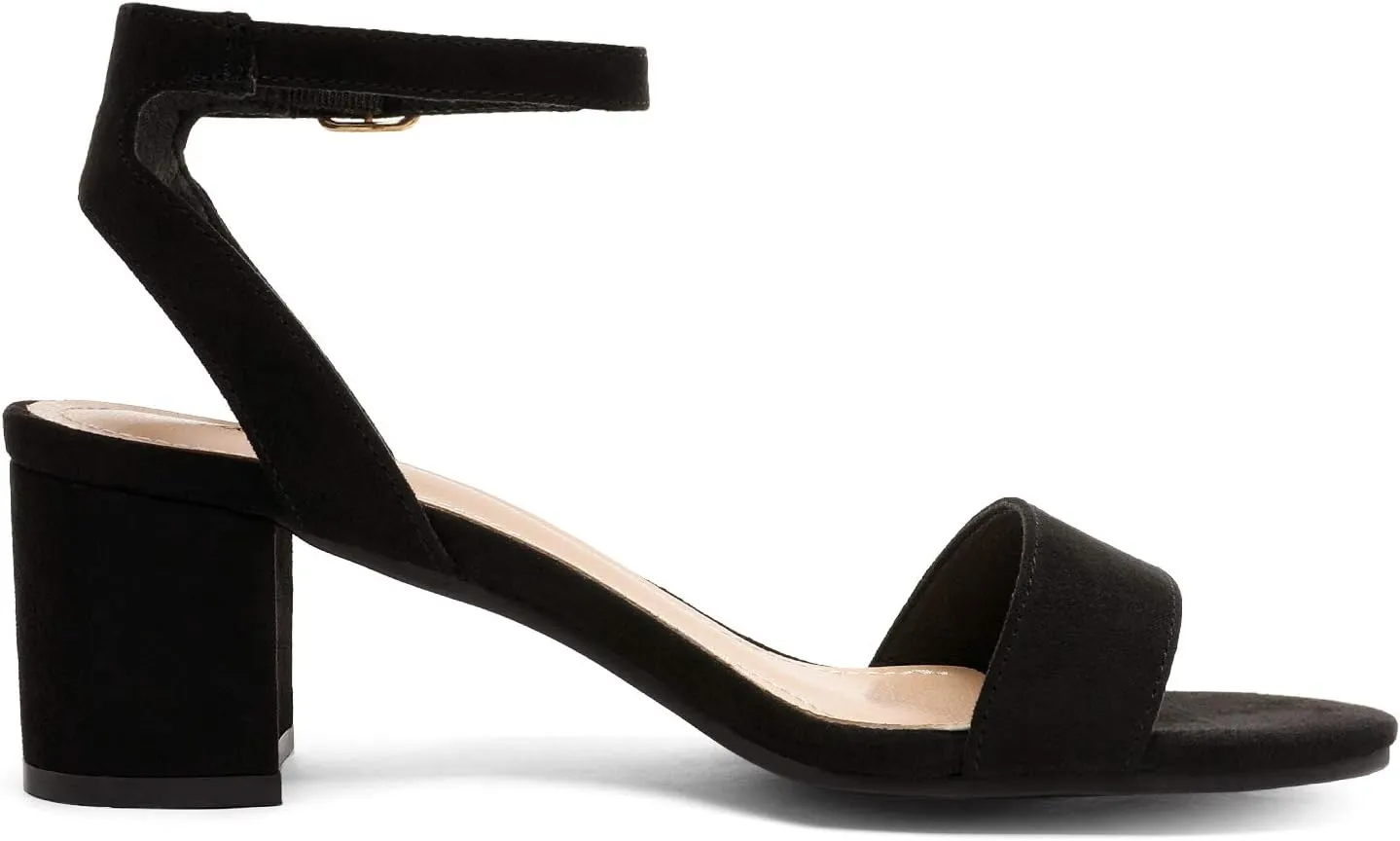 DREAM PAIRS Women's Open Toe Ankle Strap Low Block Chunky Heels Sandals Party Dress Pumps Shoes