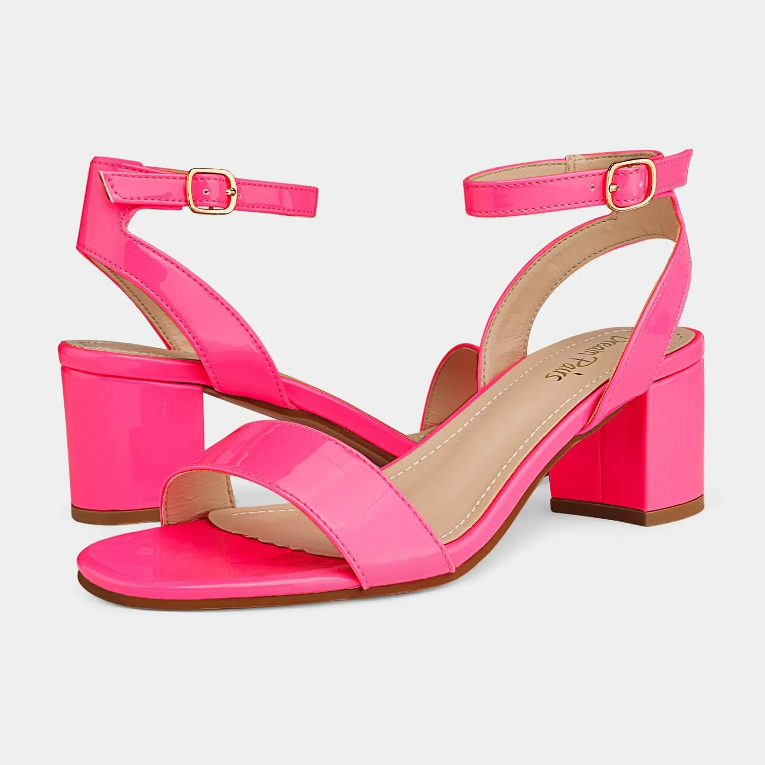 DREAM PAIRS Women's Open Toe Ankle Strap Low Block Chunky Heels Sandals Party Dress Pumps Shoes