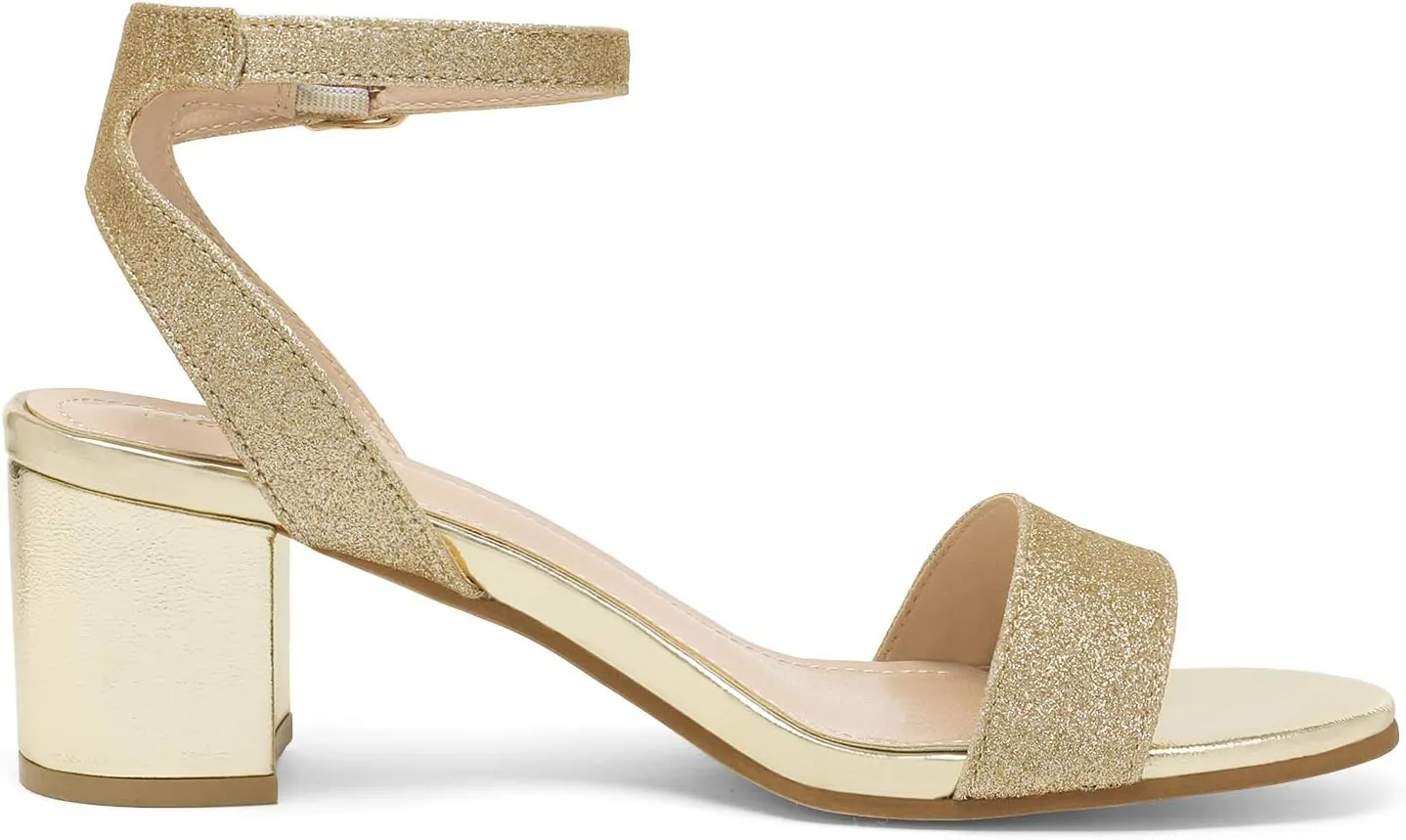 DREAM PAIRS Women's Open Toe Ankle Strap Low Block Chunky Heels Sandals Party Dress Pumps Shoes