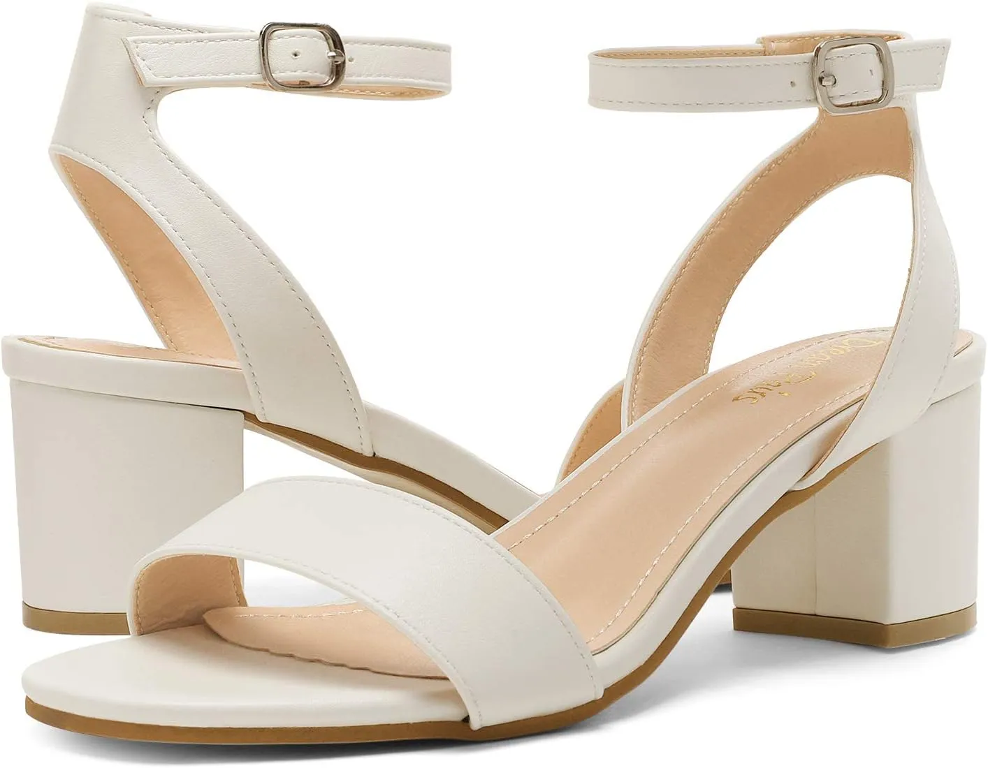 DREAM PAIRS Women's Open Toe Ankle Strap Low Block Chunky Heels Sandals Party Dress Pumps Shoes