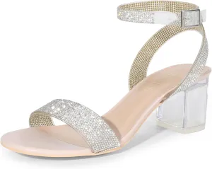 DREAM PAIRS Women's Open Toe Ankle Strap Low Block Chunky Heels Sandals Party Dress Pumps Shoes