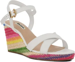 Dune London Kyrin - Sandals for Women - Cross-Strap Upper - Buckle Closure - Round Toe Design - Wedge Heel Off-White 37 (US Women's 7) B - Medium