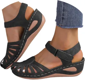 Eduavar Orthopedic Sandals for Women, Womens Sandals Comfortable Closed Toe Casual Hollow Out Shoes Orthotic Wedge Sandals
