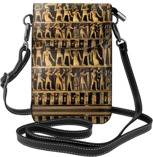 Egypts Hieroglyphics Crossbody Bag For Women Leather Cellphone Shoulder Purses Fashion Travel Designer Wallet