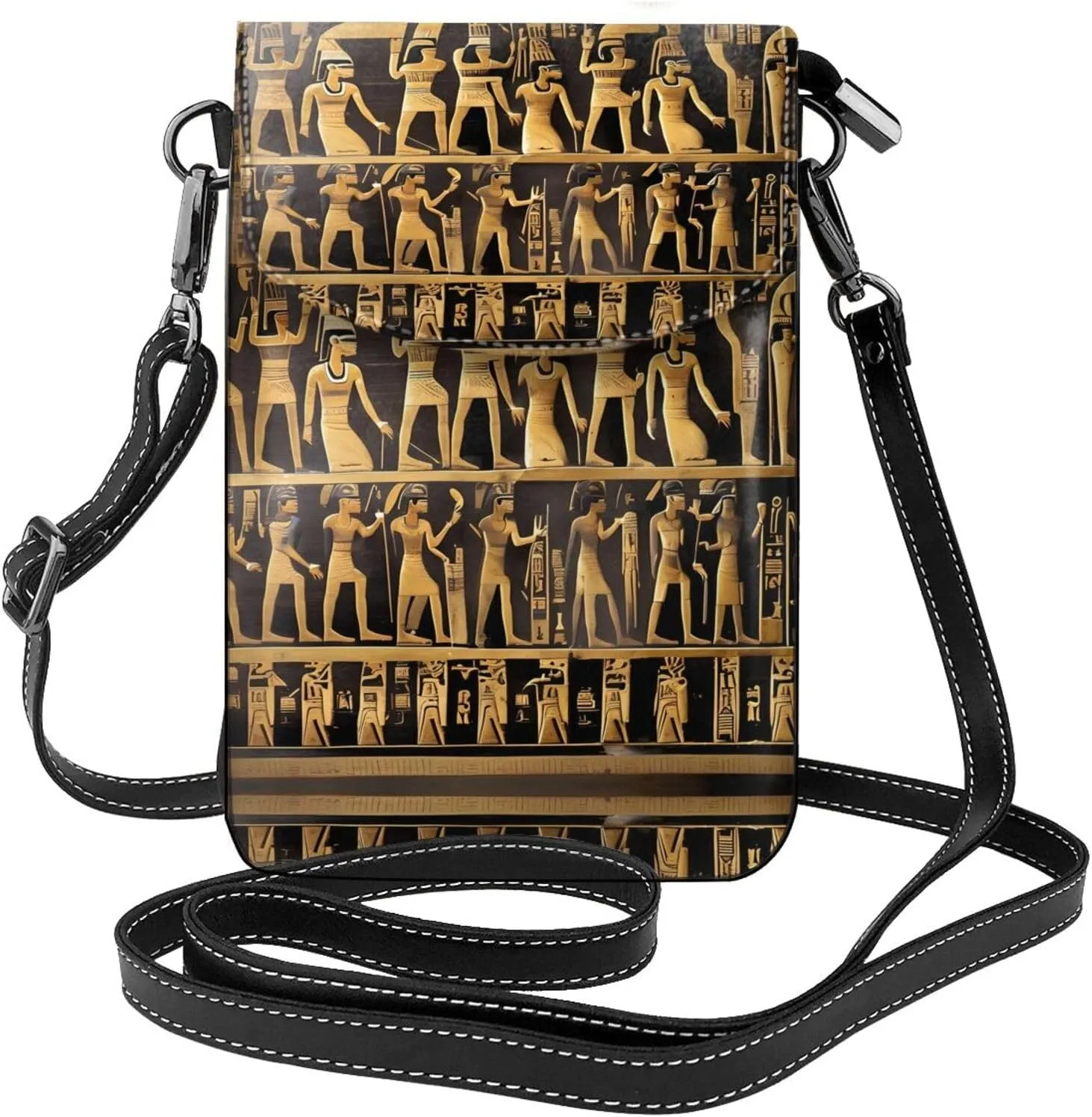 Egypts Hieroglyphics Crossbody Bag For Women Leather Cellphone Shoulder Purses Fashion Travel Designer Wallet