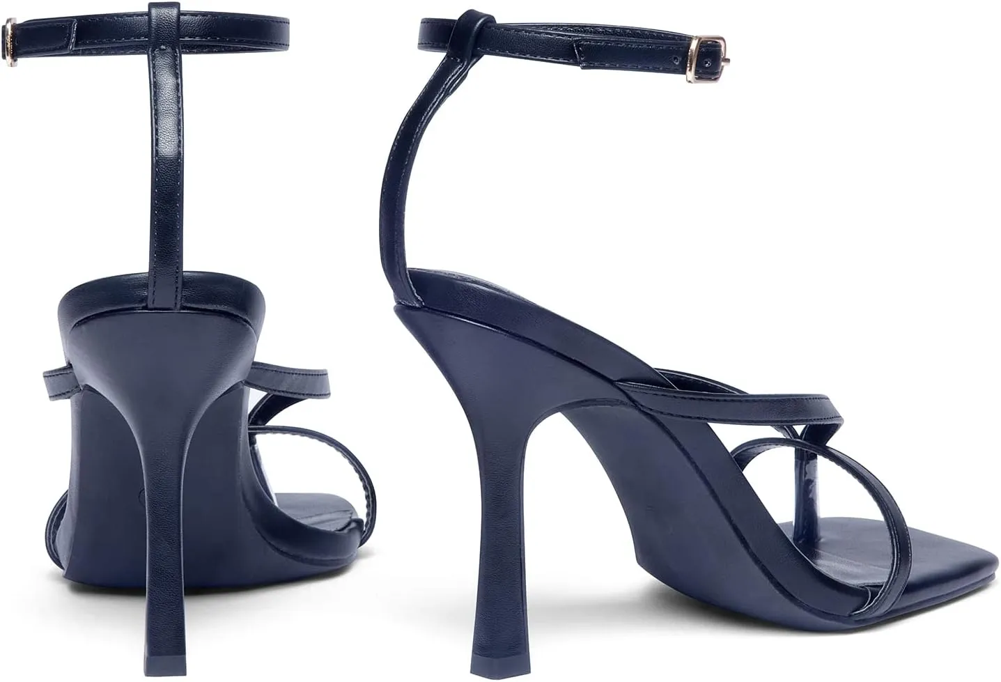 Elisabet Tang Womens Square Toe Heeled Sandals,4.3 inch Square Toe Thong Strappy Ankle Strap Stiletto Heel Sandals Wedding Dress Party Shoes