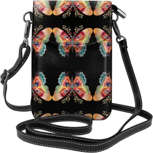 Embroidery Colorful Butterfly Lightweight Small Crossbody Bags Cell Phone Purses Travel Pouch Shoulder Bag For Women