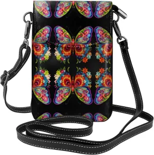 Embroidery Colorful Butterfly Lightweight Small Crossbody Bags Cell Phone Purses Travel Pouch Shoulder Bag For Women