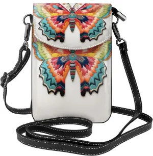 Embroidery Colorful Butterfly Lightweight Small Crossbody Bags Cell Phone Purses Travel Pouch Shoulder Bag For Women