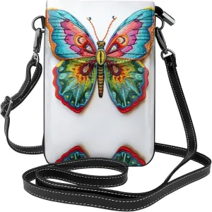 Embroidery Colorful Butterfly Lightweight Small Crossbody Bags Cell Phone Purses Travel Pouch Shoulder Bag For Women