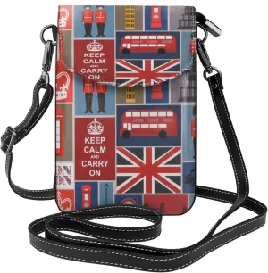 England Symbols Crossbody Bag For Women Leather Cellphone Shoulder Purses Fashion Travel Designer Wallet