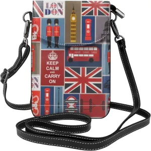 England Symbols Crossbody Bag For Women Leather Cellphone Shoulder Purses Fashion Travel Designer Wallet