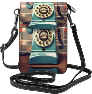 England Uk Retro London Telephones Crossbody Bag For Women Leather Cellphone Shoulder Purses Fashion Travel Designer Wallet, Black