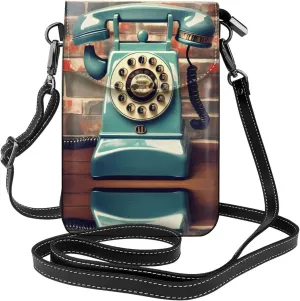 England Uk Retro London Telephones Crossbody Bag For Women Leather Cellphone Shoulder Purses Fashion Travel Designer Wallet, Black