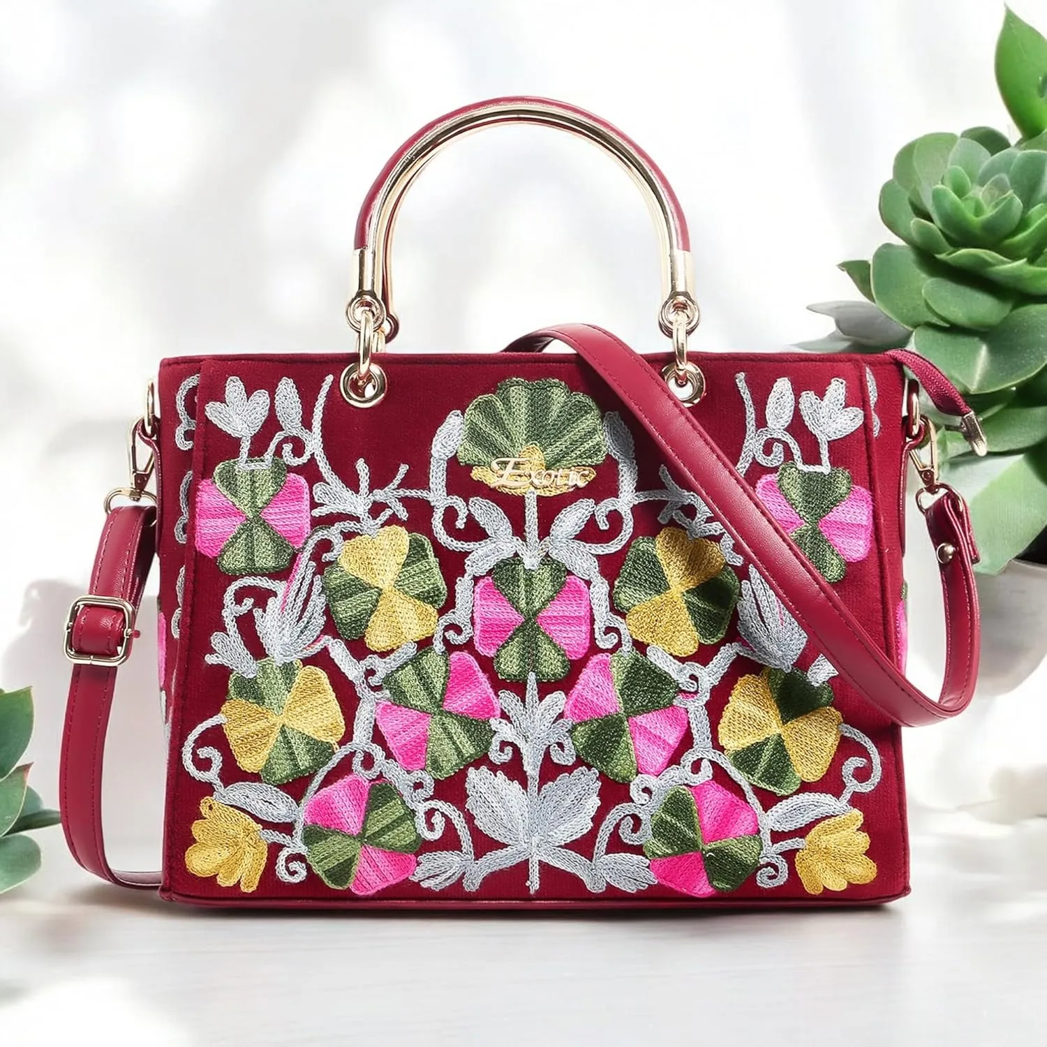 EXOTIC® Party Wedding collection embroidered velvet fabric hand bag for women