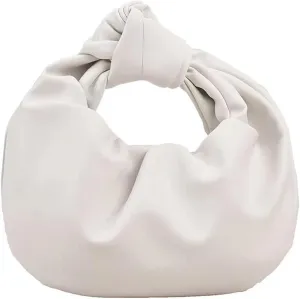 Fashion Ruched Hobo Handbag Soft PU Leather Cloud Knotted Clutch Tote Purse Ruched Pouch Bag Shoulder Bag for Women