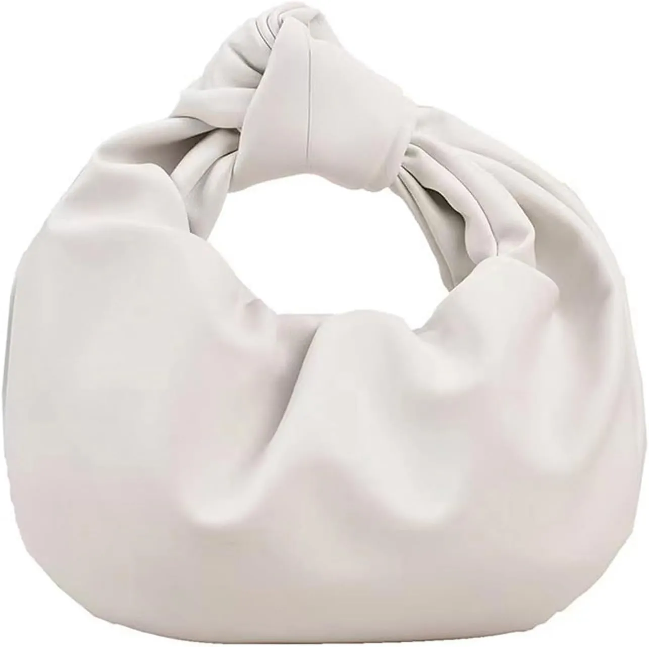 Fashion Ruched Hobo Handbag Soft PU Leather Cloud Knotted Clutch Tote Purse Ruched Pouch Bag Shoulder Bag for Women
