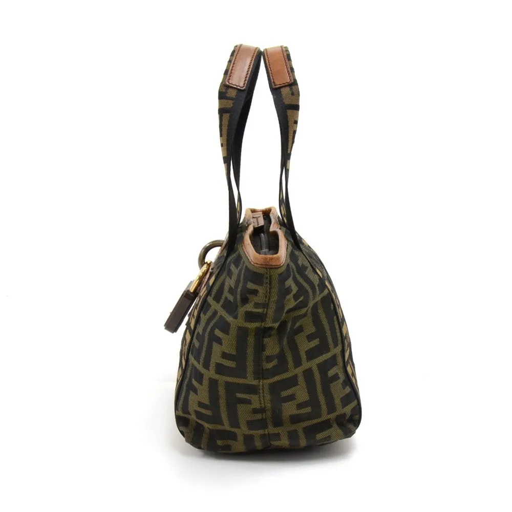 FENDI FF ZUCCA NYLON & LEATHER MINI PADLOCK TOTE BAG