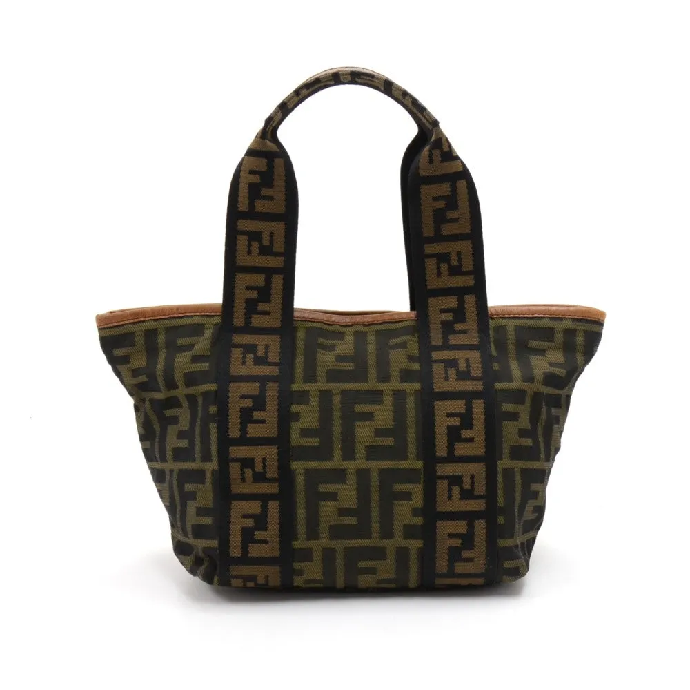 FENDI FF ZUCCA NYLON & LEATHER MINI PADLOCK TOTE BAG
