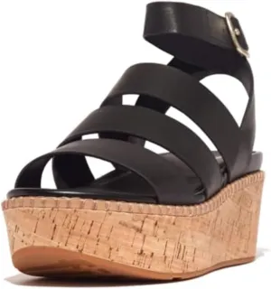 FitFlop Women's Eloise Leather/Cork Strappy Wedge Sandals