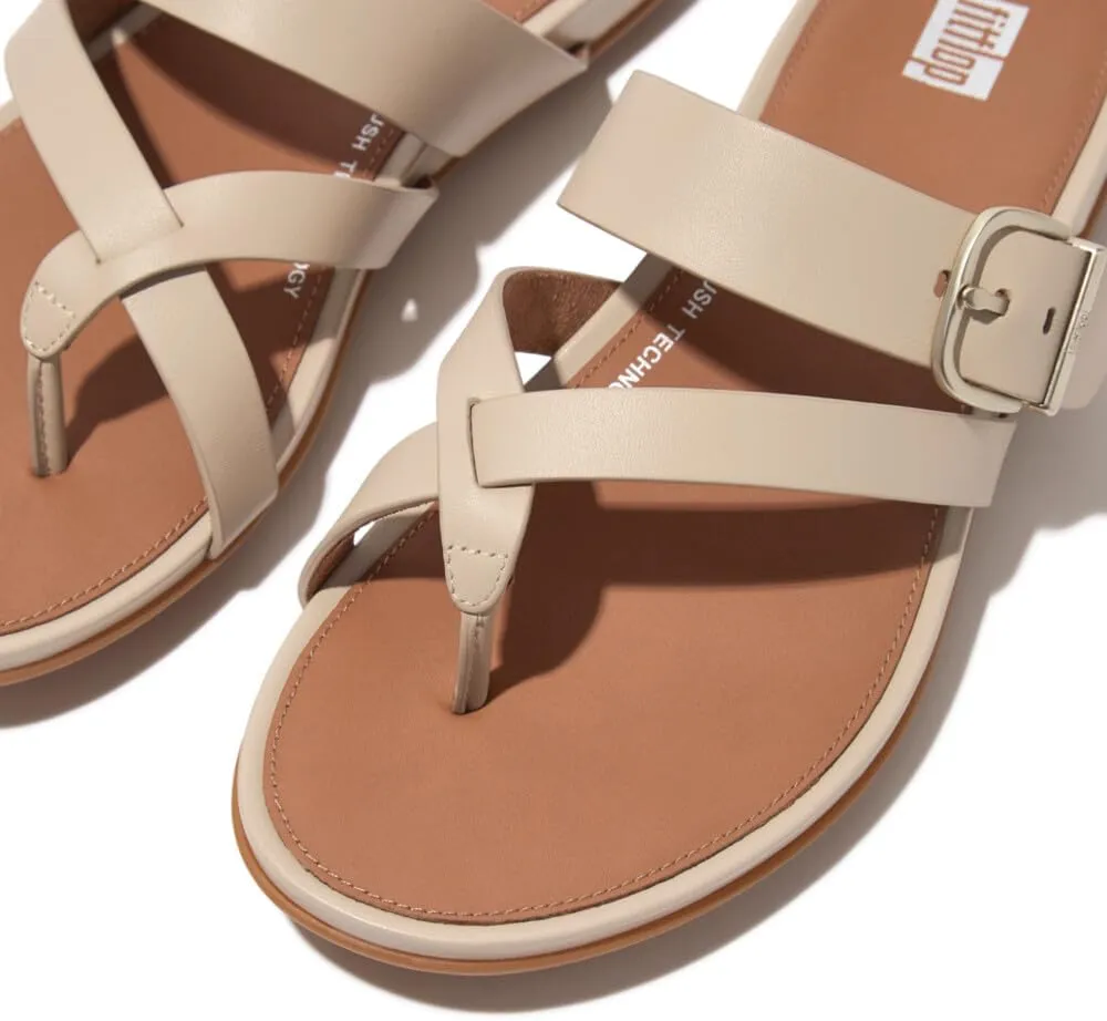 FitFlop Women's Gracie Buckle Leather Strappy Toe-Post Sandals Wedge