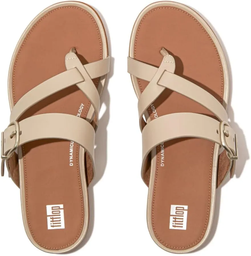 FitFlop Women's Gracie Buckle Leather Strappy Toe-Post Sandals Wedge