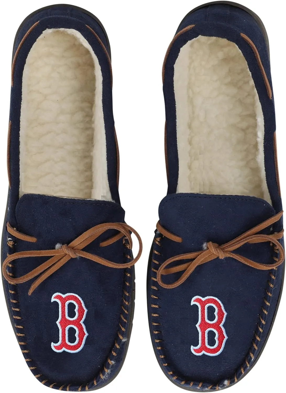 FOCO MLB Unisex Team Logo Shearling Lined Moccasin Slippers (Men's Sizing)