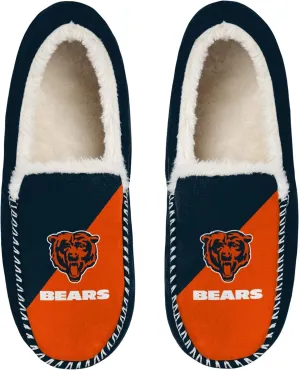 FOCO NFL Unisex-Adult Officially Licensed Color Block Primary Logo Sherpa Lined Moccasin Slippers