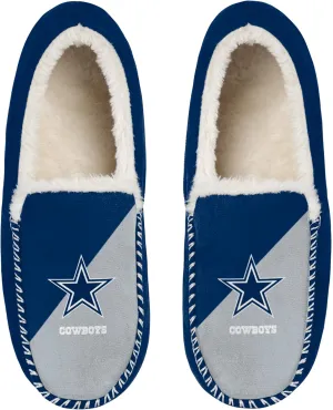 FOCO NFL Unisex-Adult Officially Licensed Color Block Primary Logo Sherpa Lined Moccasin Slippers