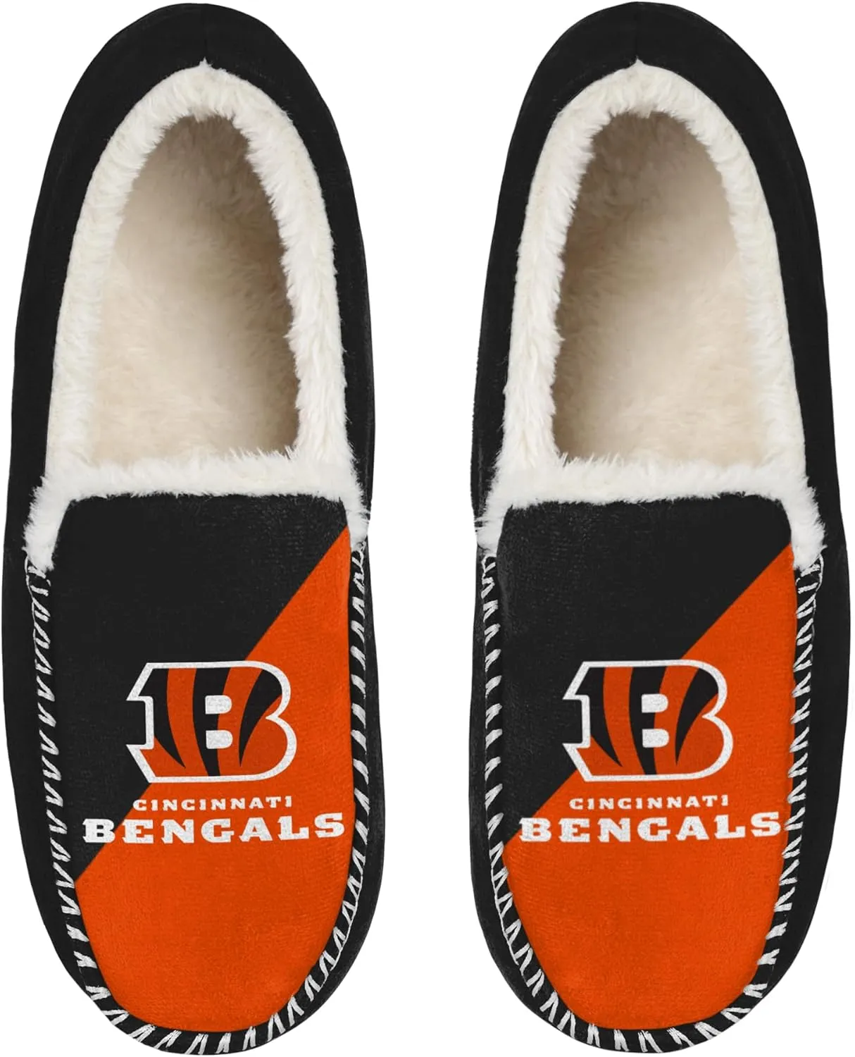 FOCO NFL Unisex-Adult Officially Licensed Color Block Primary Logo Sherpa Lined Moccasin Slippers
